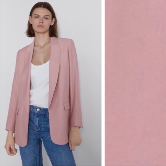 Zara | Lapel collar pale pink blazer - Picture 3 of 8